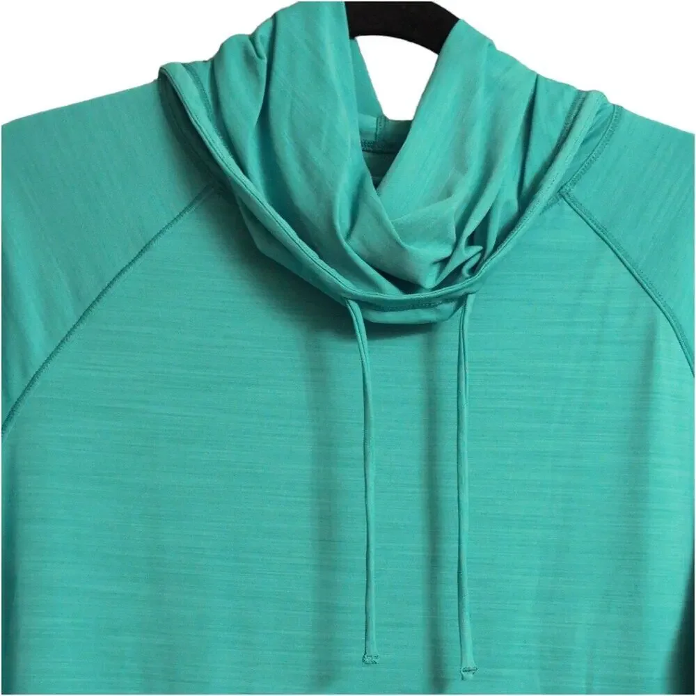 Coolibar Turquoise Hooded Beach Cover Up Dress Long Sleeve Sun Protection Size L - Picture 2 of 9